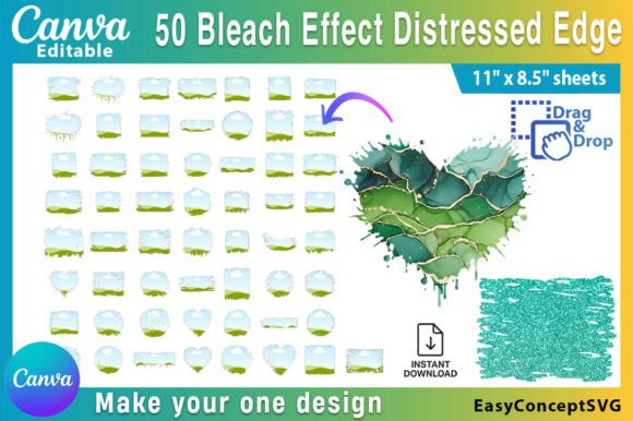 50 Canva Bleach Effect Distressed Edge Templates
