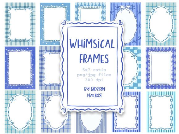 Blue Whimsical Frames Bundle: A Designer's Delight