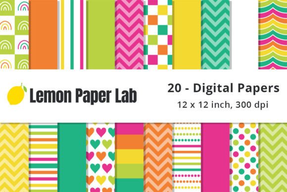 Bright Summer Digital Paper: Bold Rainbow Backgrounds