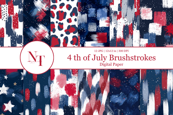 Celebrate with Artistic Flair: 4th of July Brushstrokes Paper