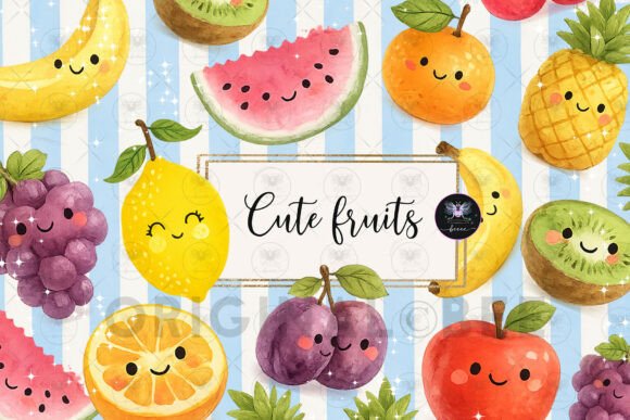 Charming Watercolor Fruit Clipart for Summer Designs