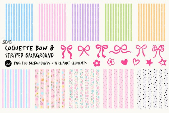 Coquette Bow & Striped Background Bundle: A Sweet Design Solution
