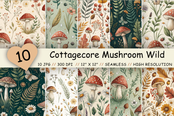 Cottagecore Mushroom Wildflower Paper: A Designer's Botanical Toolkit