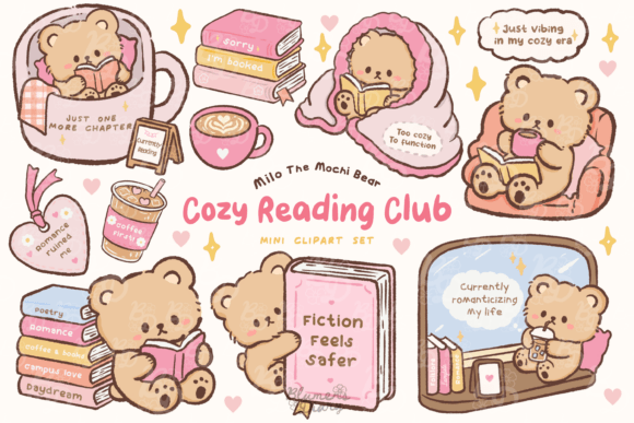 Designing Warmth: Using Kawaii Cozy Reading Club Bear Clipart