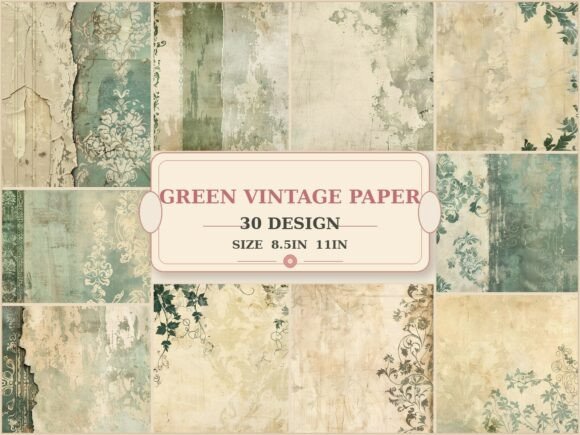 Embrace Timeless Texture: The Allure of Vintage Green Grunge Digital Paper