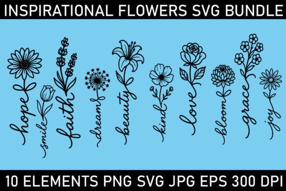 Inspire Any Project: The Flower Words SVG Bundle