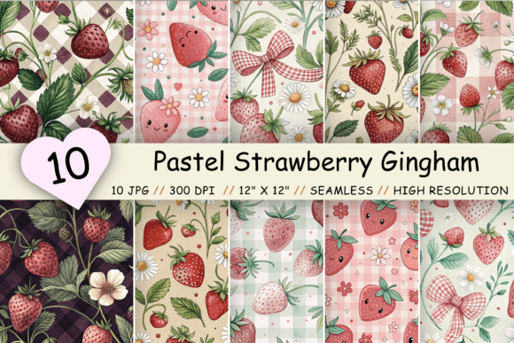 Pastel Strawberry Gingham: A Sweet Summer Design for Your Projects
