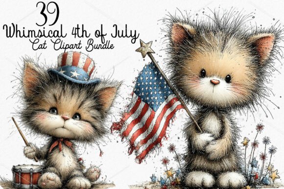 Patriotic Whimsy: Using the 4th of July Cat Clipart Bundle