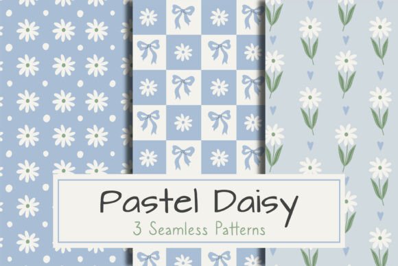 Soft Blue Florals: The Pastel Daisy Seamless Pattern Set