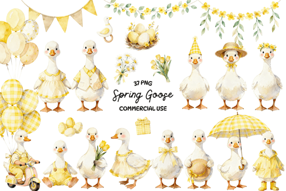 Spring Goose Clipart Bundle Watercolor for Charming Projects