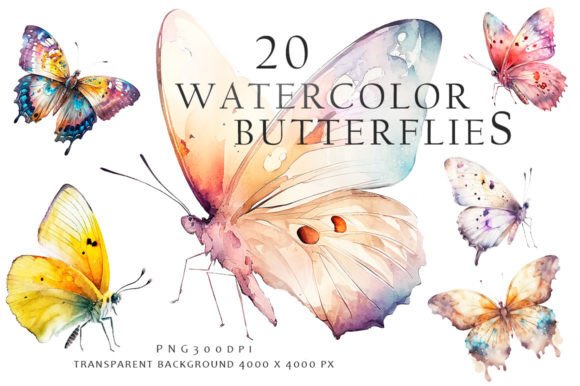 Watercolor Butterflies Clipart: Infusing Handmade Charm into Your Designs