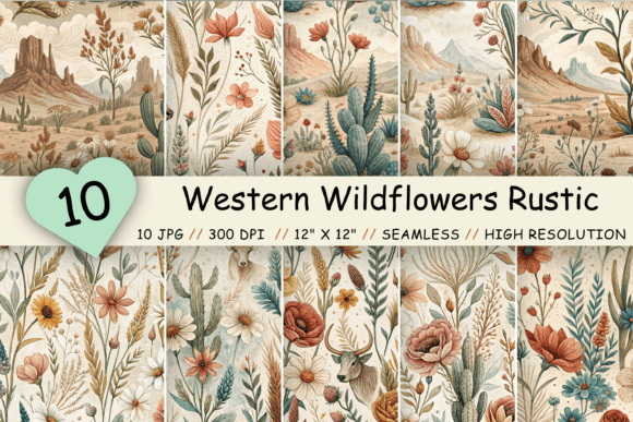Western Wildflowers Rustic Digital Paper: The Prairie Aesthetic